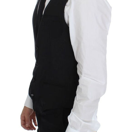 Dolce & Gabbana Black Wool Formal Dress Vest Gilet Jacket