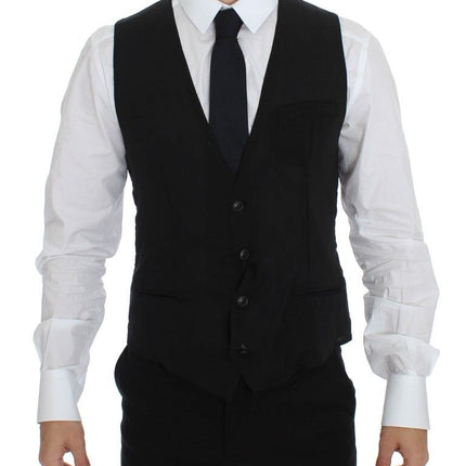 Dolce & Gabbana Black Wool Formal Dress Vest Gilet Jacket
