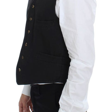 Dolce & Gabbana Black Cotton Blend Dress Vest Gilet