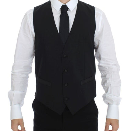 Dolce & Gabbana Black Wool Silk Stretch Dress Vest Blazer