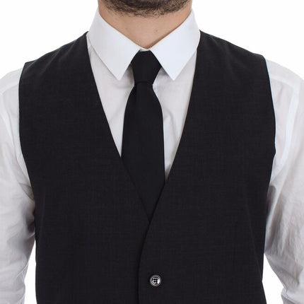 Dolce & Gabbana Gray Slim Fit Button Front Dress Formal Vest