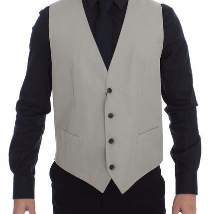 Dolce & Gabbana Beige Cotton Silk Blend Dress Vest Blazer