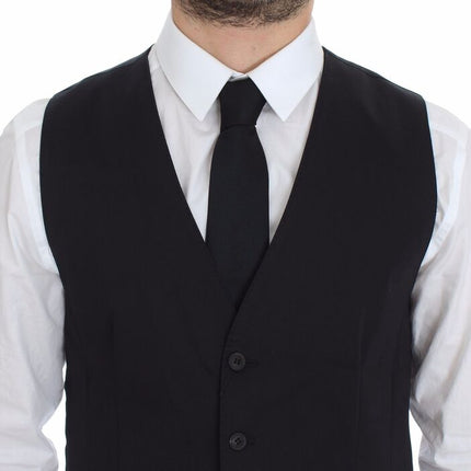 Dolce & Gabbana Blue Cotton Stretch Dress Vest Blazer