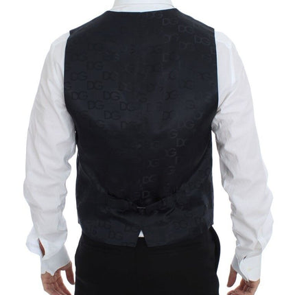 Dolce & Gabbana Gray Striped Wool Silk Dress Vest Gilet
