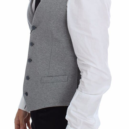 Dolce & Gabbana Gray Cotton Stretch Dress Vest Blazer