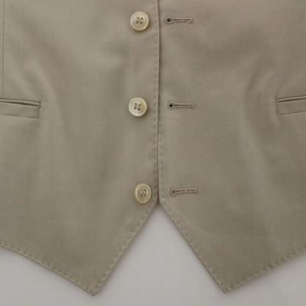 Dolce & Gabbana Beige Cotton Stretch Dress Vest Blazer
