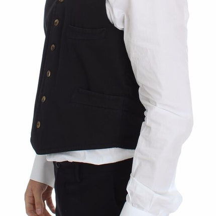Dolce & Gabbana Black Cotton Viscose Dress Vest Blazer
