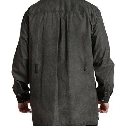 Dolce & Gabbana Dark Gray Cotton Collared Long Sleeves Shirt