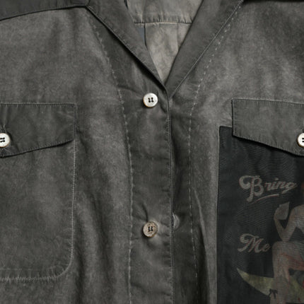 Dolce & Gabbana Dark Gray Cotton Collared Long Sleeves Shirt