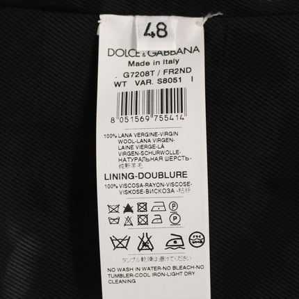 Dolce & Gabbana Black Striped Wool Single Breasted Vest