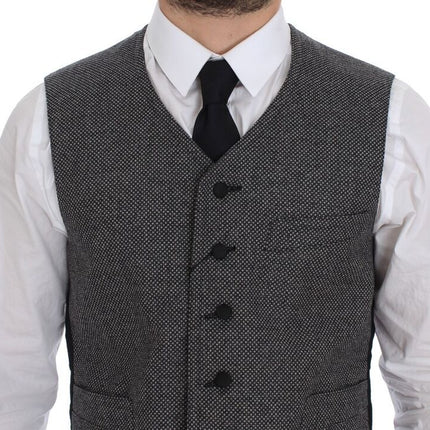 Dolce & Gabbana Gray Cotton Blend Logo Vest Gilet Weste