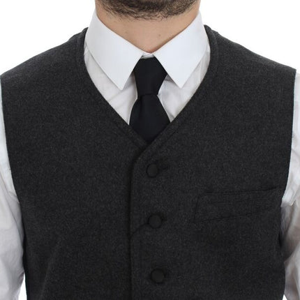 Dolce & Gabbana Gray Wool Blend Logo Vest Gilet Weste