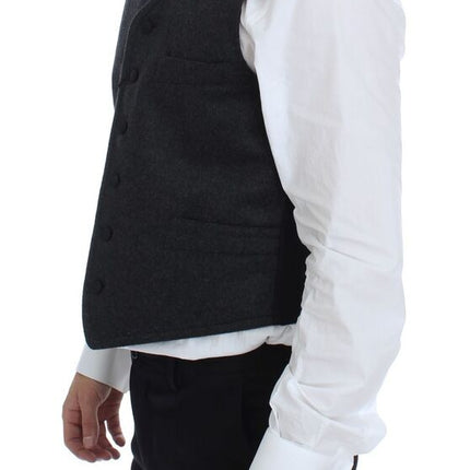 Dolce & Gabbana Gray Wool Blend Logo Vest Gilet Weste