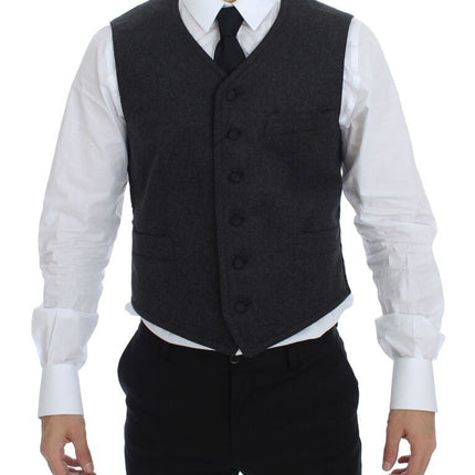 Dolce & Gabbana Gray Wool Blend Logo Vest Gilet Weste
