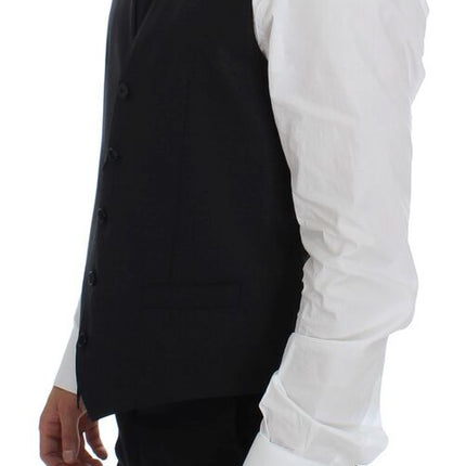 Dolce & Gabbana Gray Wool Silk Dress Vest Gilet Weste