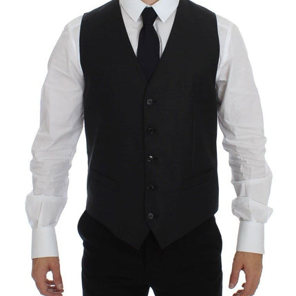Dolce & Gabbana Gray Wool Silk Dress Vest Gilet Weste