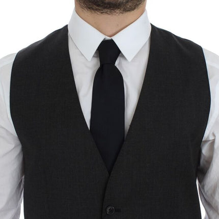 Dolce & Gabbana Gray Wool Formal Dress Vest Gilet Weste