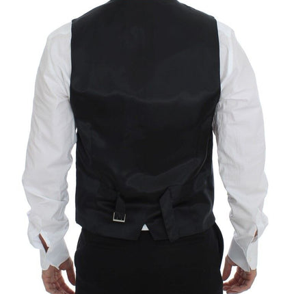 Dolce & Gabbana Gray Striped Wool Single Breasted Vest