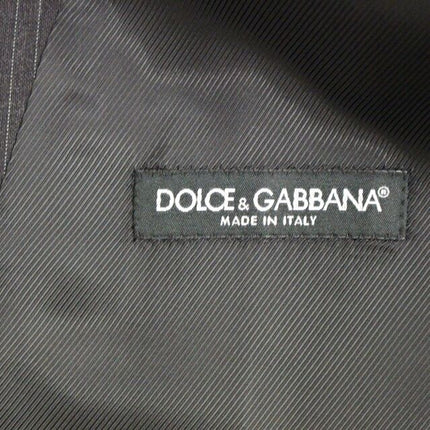 Dolce & Gabbana Gray Striped Wool Single Breasted Vest
