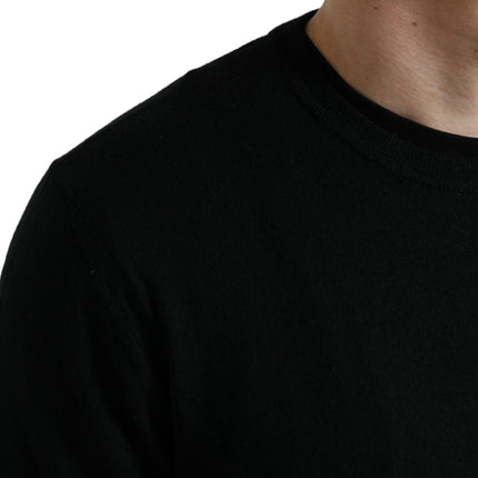 Dolce & Gabbana Black Wool Round Neck Pullover Sweater