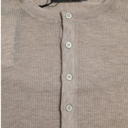 Dolce & Gabbana Henley Pullover Beige Cashmere Sweater