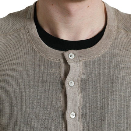Dolce & Gabbana Henley Pullover Beige Cashmere Sweater