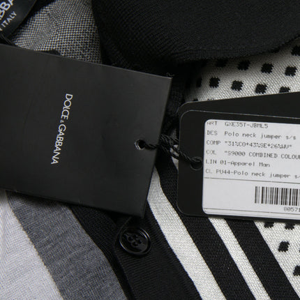 Dolce & Gabbana Black White Jumper Cardigan Polo Sweater