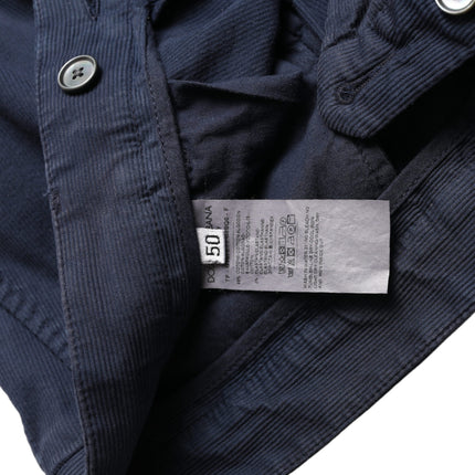 Dolce & Gabbana Dark Blue Cotton Stretch Slim Fit Dress Pants