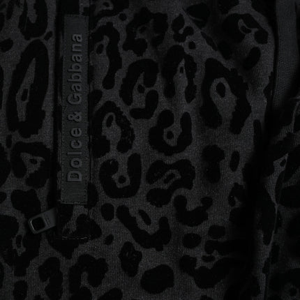 Dolce & Gabbana Black Leopard Cotton Slim Fit Jogger Pants