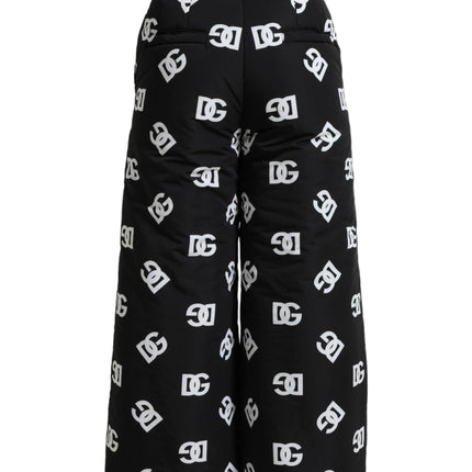 Dolce & Gabbana Black Logo DG Print Wide Leg Pants