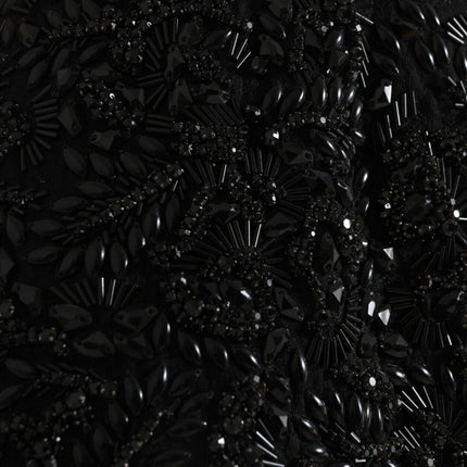 Dolce & Gabbana Black Crystal Handmade Knee Pencil Skirt