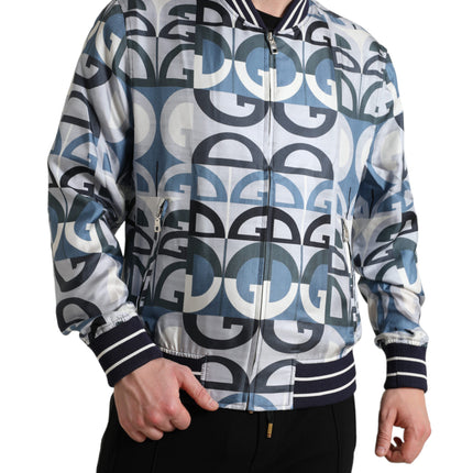 Dolce & Gabbana Multicolor Logo Print Bomber Blouson Jacket