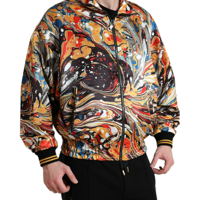 Dolce & Gabbana Multicolor Abstract Polyester Bomber Jacket