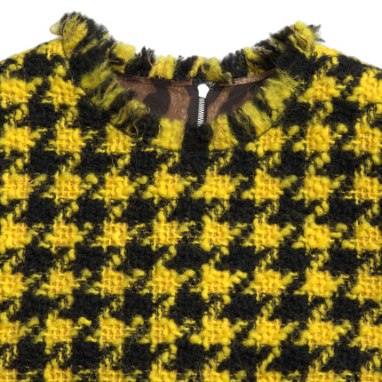 Dolce & Gabbana Yellow Houndstooth Sleeveless Aline Mini Dress