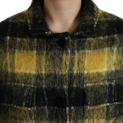 Dolce & Gabbana Yellow Plaid Long Sleeve Casual Coat Jacket