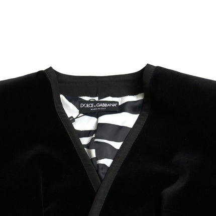 Dolce & Gabbana Black Velvet Cotton Double Breasted Jacket