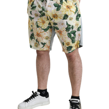 Dolce & Gabbana Multicolor Floral Print Denim Bermuda Shorts