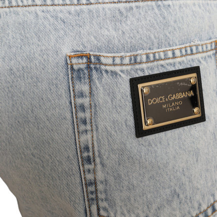 Dolce & Gabbana Multicolor Floral Print Denim Bermuda Shorts