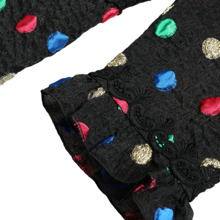 Dolce & Gabbana Black Polka Dot Ruffle Cotton Midi Dress