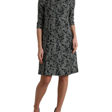 Dolce & Gabbana Black Chevron Polyester Shift Mini Dress