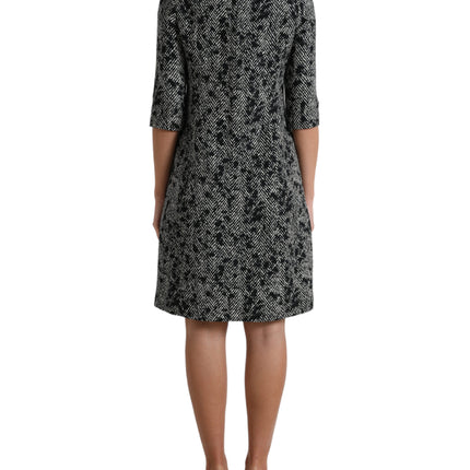 Dolce & Gabbana Black Chevron Polyester Shift Mini Dress
