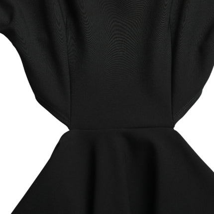 Dolce & Gabbana Black Viscose Cut Out A-line Long Sleeves Mini Dress
