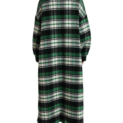Dolce & Gabbana Green Plaid Long Sleeve Casual Coat Jacket