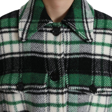 Dolce & Gabbana Green Plaid Long Sleeve Casual Coat Jacket