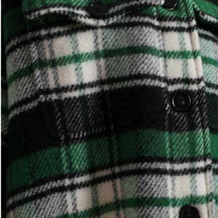 Dolce & Gabbana Green Plaid Long Sleeve Casual Coat Jacket
