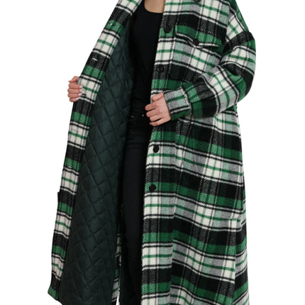 Dolce & Gabbana Green Plaid Long Sleeve Casual Coat Jacket