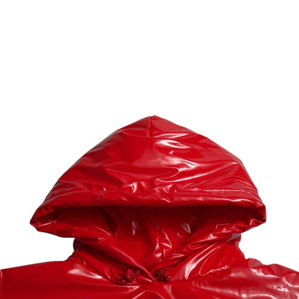 Dolce & Gabbana Shiny Red Hooded Cropped Short Coat Jacket