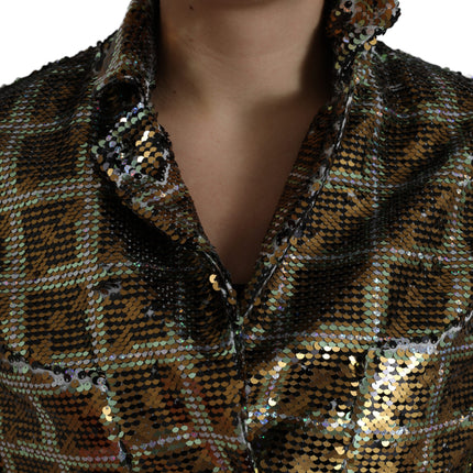 Dolce & Gabbana Multicolor Polyester Sequined Cropped Jacket