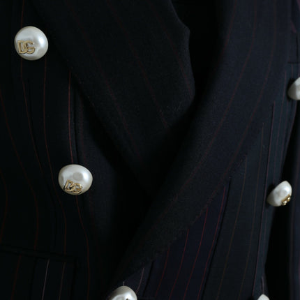 Dolce & Gabbana Black Striped SICILIA Double Breasted Jacket