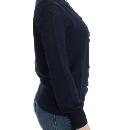 Costume National Dark blue V-neck wool sweater
